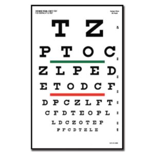 Tavola Optometrica Snellen Acuità Visiva 23x35,5 cm Barra Rosso/Verde - 15 pz - 3